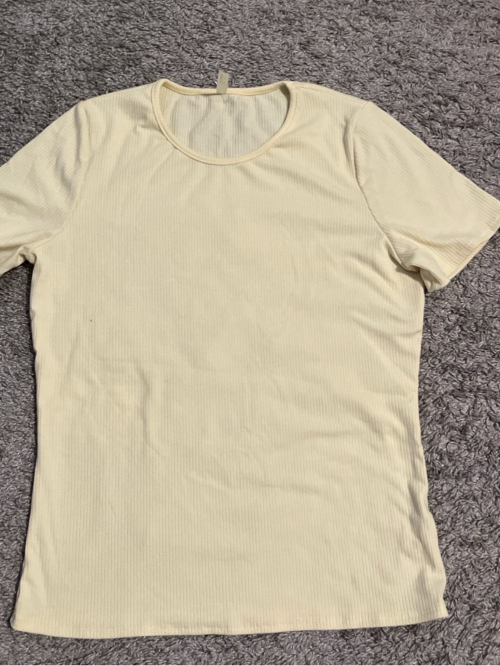 Celeste Light Yellow Ribbed Short Sleeve Tee